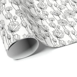 Wrapping Paper - Black and White Floral Pattern 2