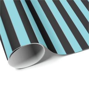 Wrapping Paper-Black & Aqua Stripes Wrapping Paper