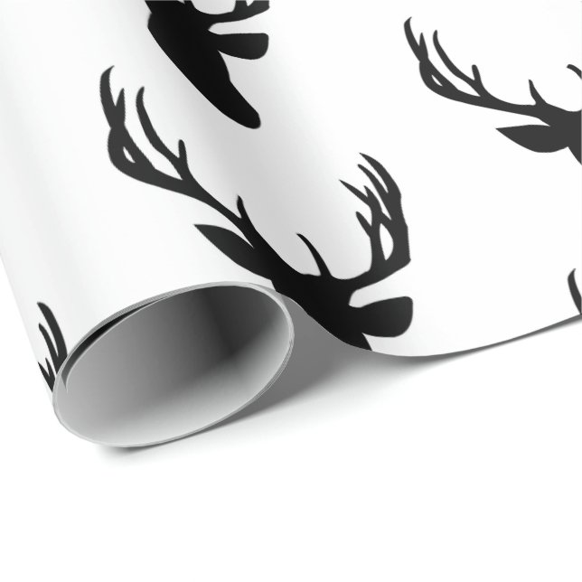 Wrapping Paper - Black & White Stag Deer Head (Roll Corner)