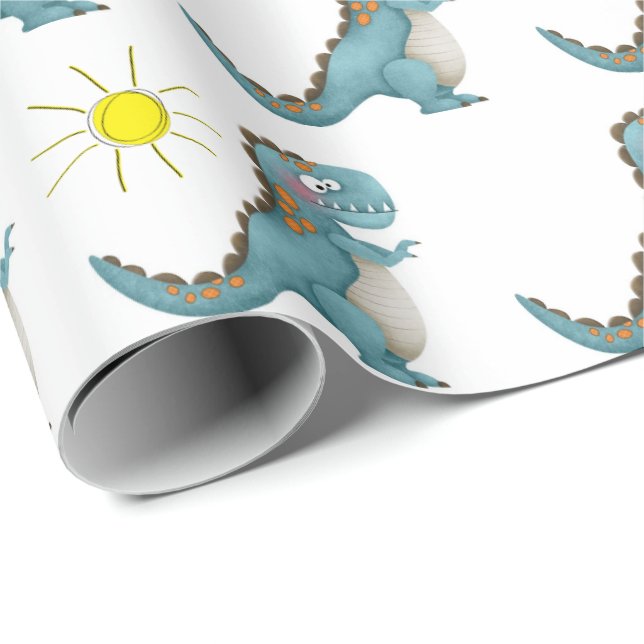 Wrapping Paper - Blue Dino (Roll Corner)