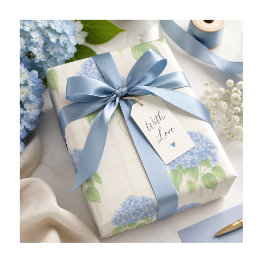 Wrapping Paper | Blue Hydrangea | Luxe Ivory Plaid