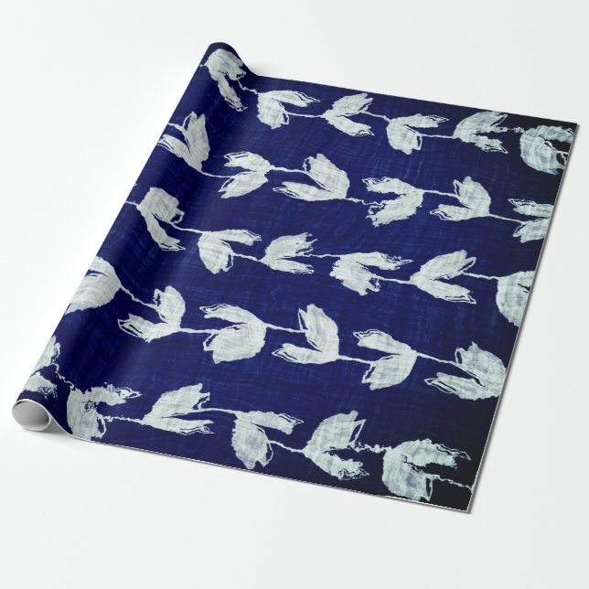 Wrapping Paper BLUE JAPANESE ABSTRACT DESIGN (Unrolled)
