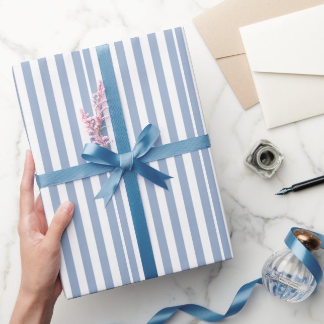 Wrapping Paper Blue & White Stripe Square (Gifting)
