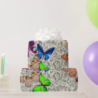 Wrapping Paper BUTTERFLIES AND ANTIQUE LACE