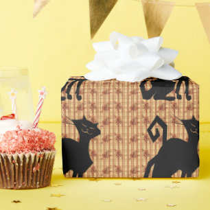 Wrapping Paper - Cat in Fall tones Brown and Tan
