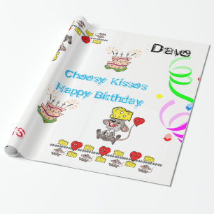 Wrapping Paper Cheesy Mousey Heart Happy Birthday