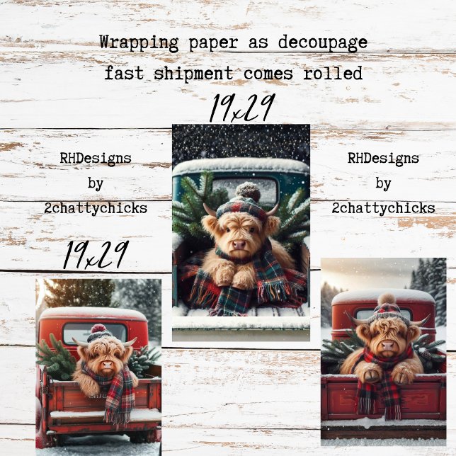 Wrapping Paper Decoupage 3 Highland Cow Set  (Creator Uploaded)