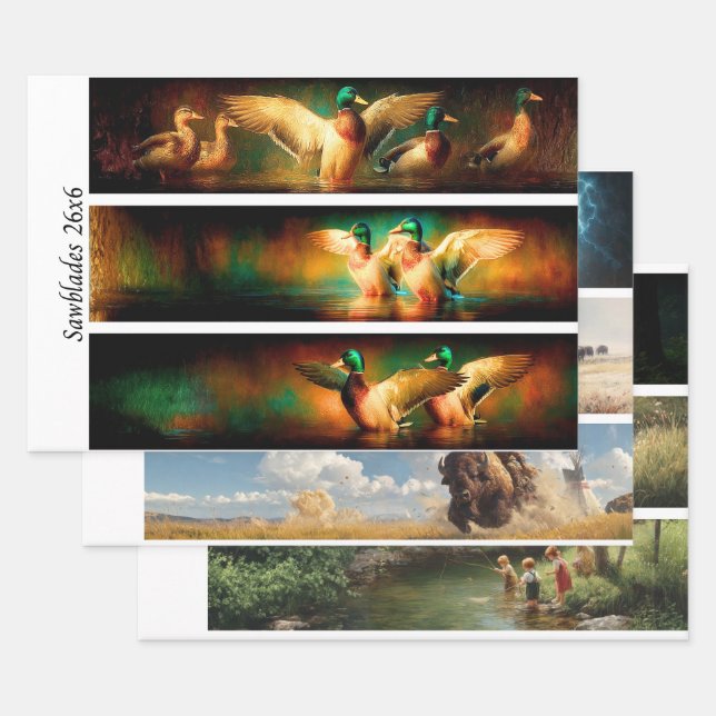 Wrapping Paper Decoupage  Mallard Fishing Hunting  (Set)