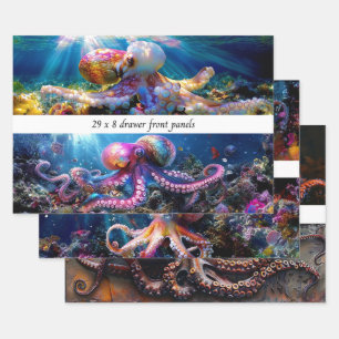 Wrapping Paper Decoupage Sea World Octopus Drawers