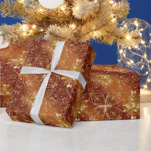 Wrapping Paper - Elegant Copper Gold Florals