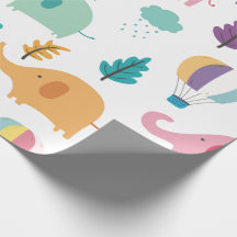 WRAPPING PAPER : ELEPHANTS & HOT AIR BALLOONS