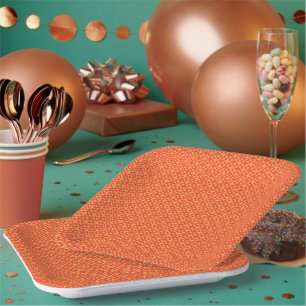 Wrapping paper featuring a pattern with orange, re paper plate