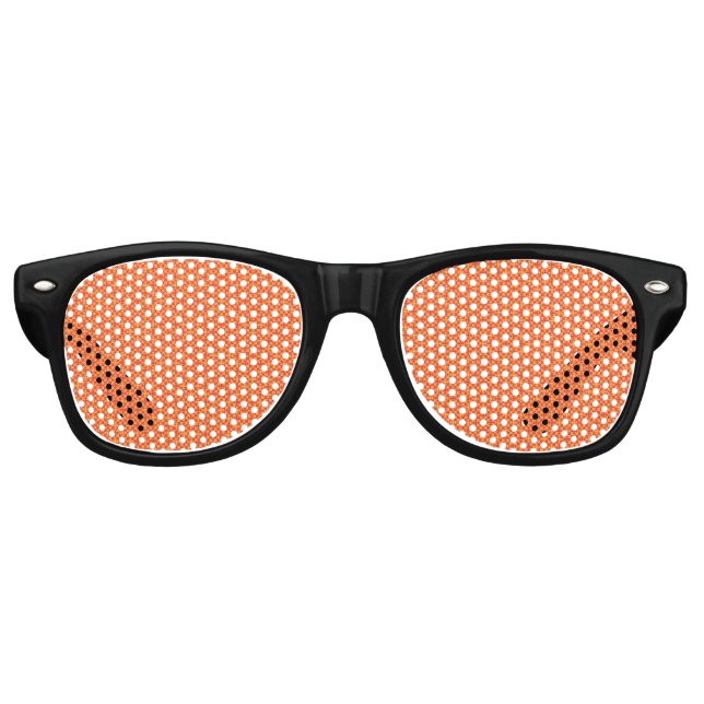 Wrapping paper featuring a pattern with orange, re retro sunglasses (Front)