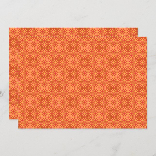 Wrapping paper featuring a pattern with orange, re thank you card (Front/Back)