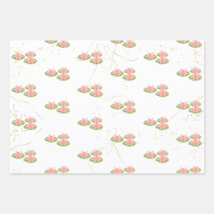 Wrapping Paper Flat Sheet   Lotus and Party Theme