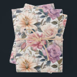 Wrapping Paper Flat Sheet Set of 3<br><div class="desc">This beautiful floral wrapping paper is perfect for weddings,  birthdays,  anniversaries,  Mother's Day and many other special occasions.  This versatile design can be used for almost any occasion.  This gorgeous design features roses and lilies in soft pastel tones.</div>