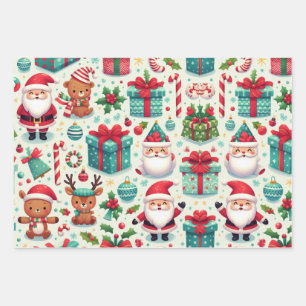 Wrapping Paper Flat Sheet Set of 3-Christmas