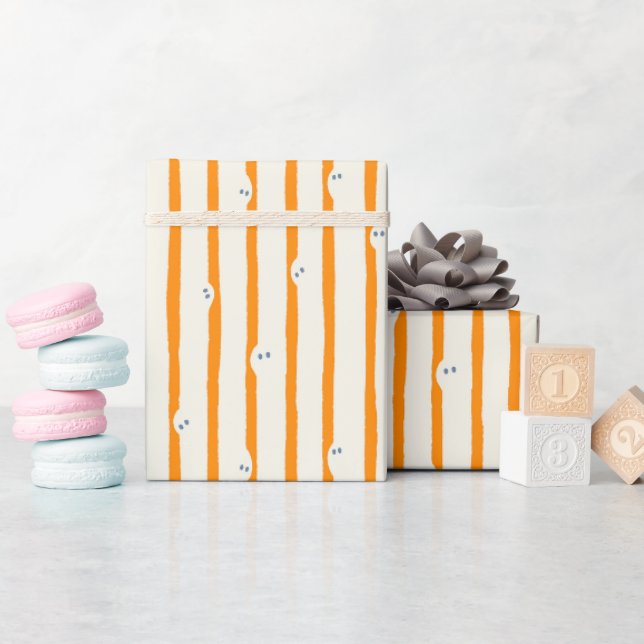 Wrapping paper for Halloween with pattern of ghost (Baby Shower)