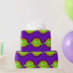 Wrapping Paper - Frank-On-Purple<br><div class="desc">Claw-like hands, reaching for you. An ugly, poorly-stitched gash across the forehead. Eyes as red as flame. Two big bolts, sticking out after having pierced the brain. One snaggle tooth. It just sounds so frightening! And, yet, it somehow works for our not-terribly-scary "monster". Surrounded by jack o'lantern orange, wreathed in...</div>