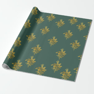  Wrapping Paper Green And Shiny Golden