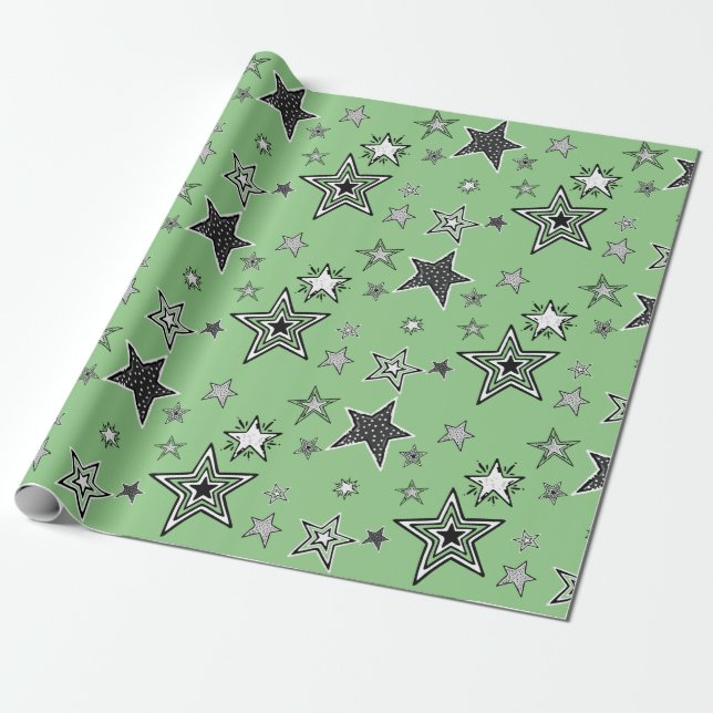 Wrapping Paper. Green. KtK. Stars Paper (Unrolled)