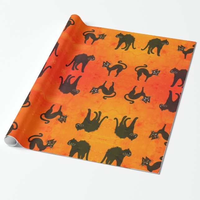 Wrapping Paper Halloween Cats (Unrolled)