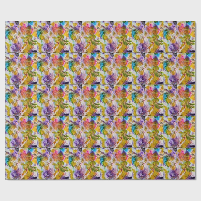 Wrapping Paper, Hand-Painted Floral Gift Wrap (Flat)
