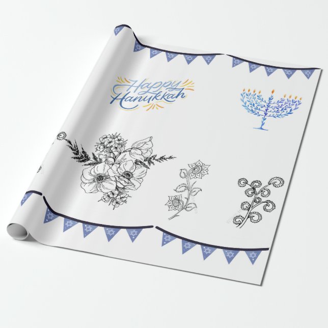 Wrapping Paper Hanukkah modern minimalist (Unrolled)