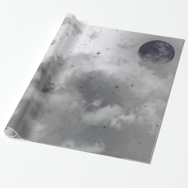 Wrapping Paper INVERTED NIGHT SKY BLACK MOON (Unrolled)