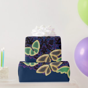 Wrapping Paper JAPANESE BUTTERFLIES IN BLUE