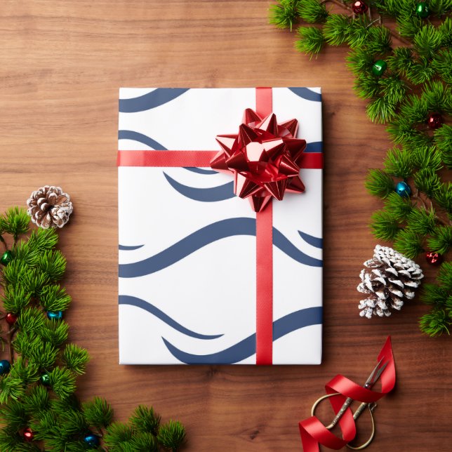 Wrapping Paper JAPANESE NAVY BLUE WAVE PATTERN (Holiday Gift)