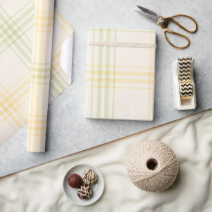 Wrapping Paper   Lemon Plaid Luxe Gift Wrap