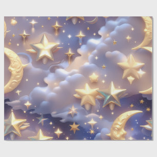 Wrapping Paper – Luxury White Celestial Moon Gift 