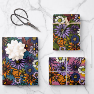 Wrapping Paper, Matte Floral Burst Wrapping Paper Sheet