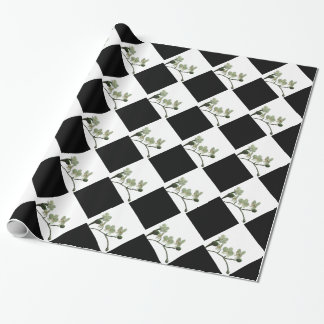 Wrapping paper Orchid flower black-white harlequin