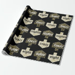 Wrapping Paper "Personalised Dreidels/Gold, Black"<br><div class="desc">Gold, Black and White Personalised Dreidels. Personalised Chanukah/Hanukkah Wrapping Paper. Let's get this Hanukkah Party started with our newest, personalised gift wrap to dress-up your Chanukah presents:) Delete text and/or add your own text anywhere on the wrapping paper. Use your favourite font style, colour, and size. Use the editing tools...</div>