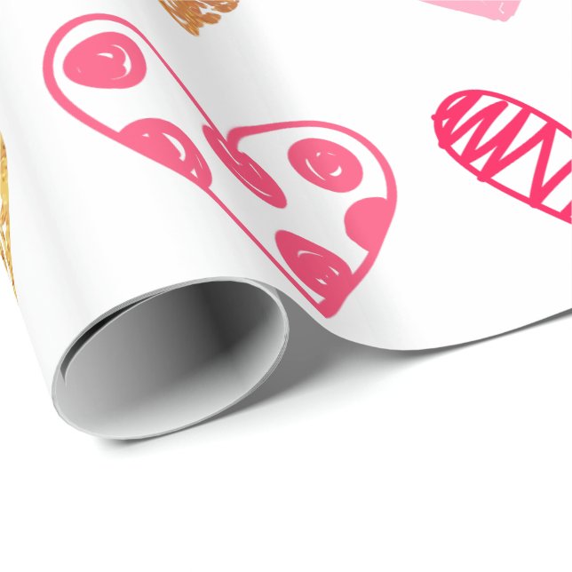 Wrapping Paper - Pink and Gold Hearts (Roll Corner)