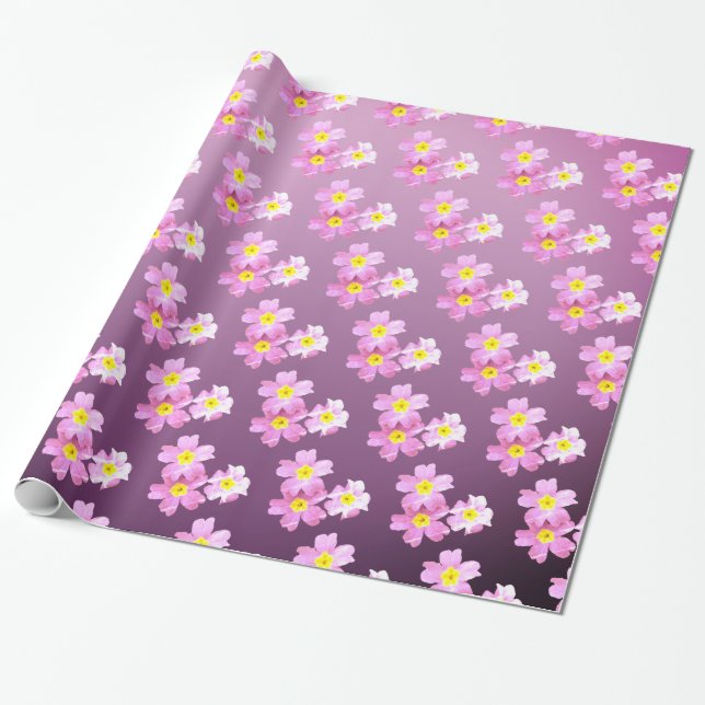 Wrapping Paper, Pink Flower Blossoms Paper (Unrolled)