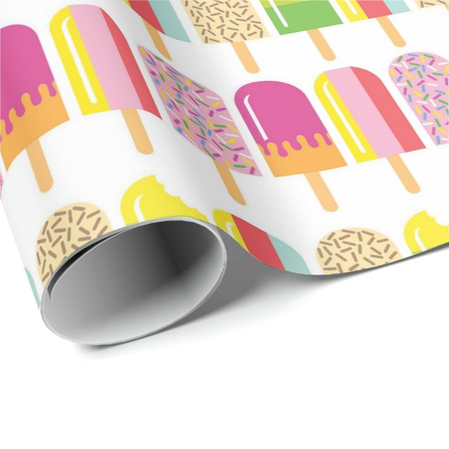 Wrapping Paper - Pink, Green & Yellow Ice Lollies (Roll Corner)