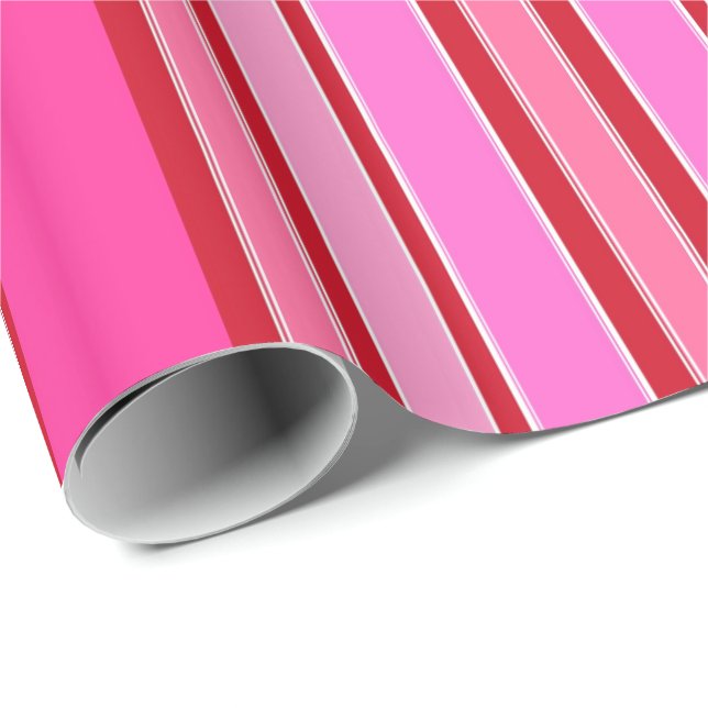 Wrapping Paper-Pink & Red Stripes Paper (Roll Corner)
