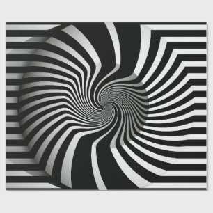 Wrapping Paper - Psychedelic Art Swirl B/W