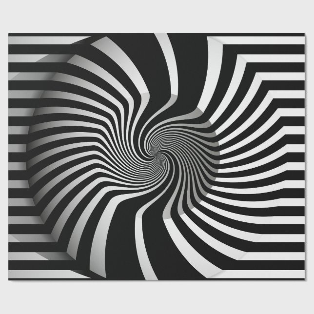 Wrapping Paper - Psychedelic Art Swirl B/W (Flat)