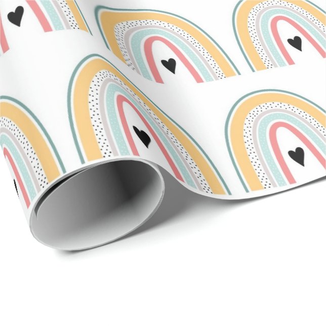 Wrapping Paper - Rainbow Hearts Polka Dots (Roll Corner)