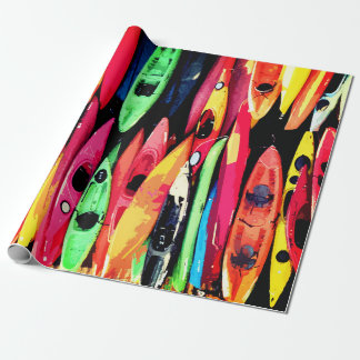 Wrapping Paper Roll Colourful Kayaks Design