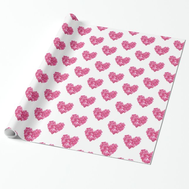 Wrapping paper. Rose petal heart pattern gift wrap (Unrolled)