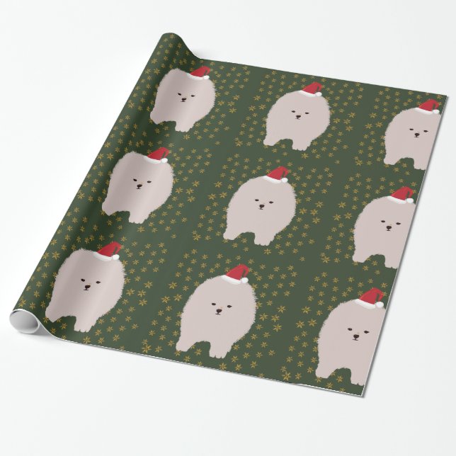 Wrapping Paper, Santa Dog Paper (Unrolled)