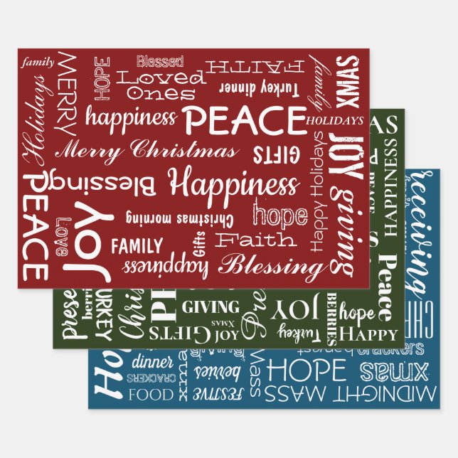 Wrapping Paper Set - Christmas Red Green Blue (Set)