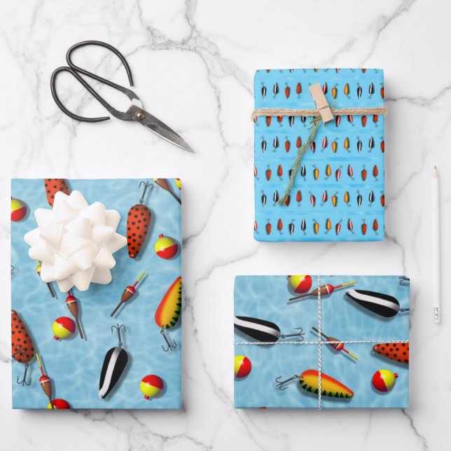 Wrapping Paper Set - Fishing Bobs and Lures (Front)