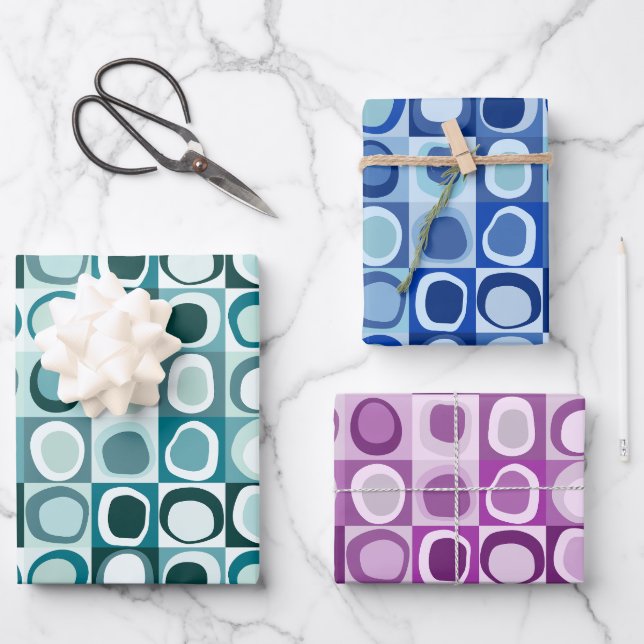 wrapping paper set of 3 sheets abstract pattern (Front)