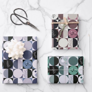 wrapping paper set of 3 sheets abstract pattern
